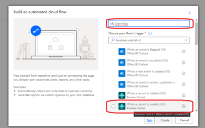 How to invoke Microsoft Flow for changed records